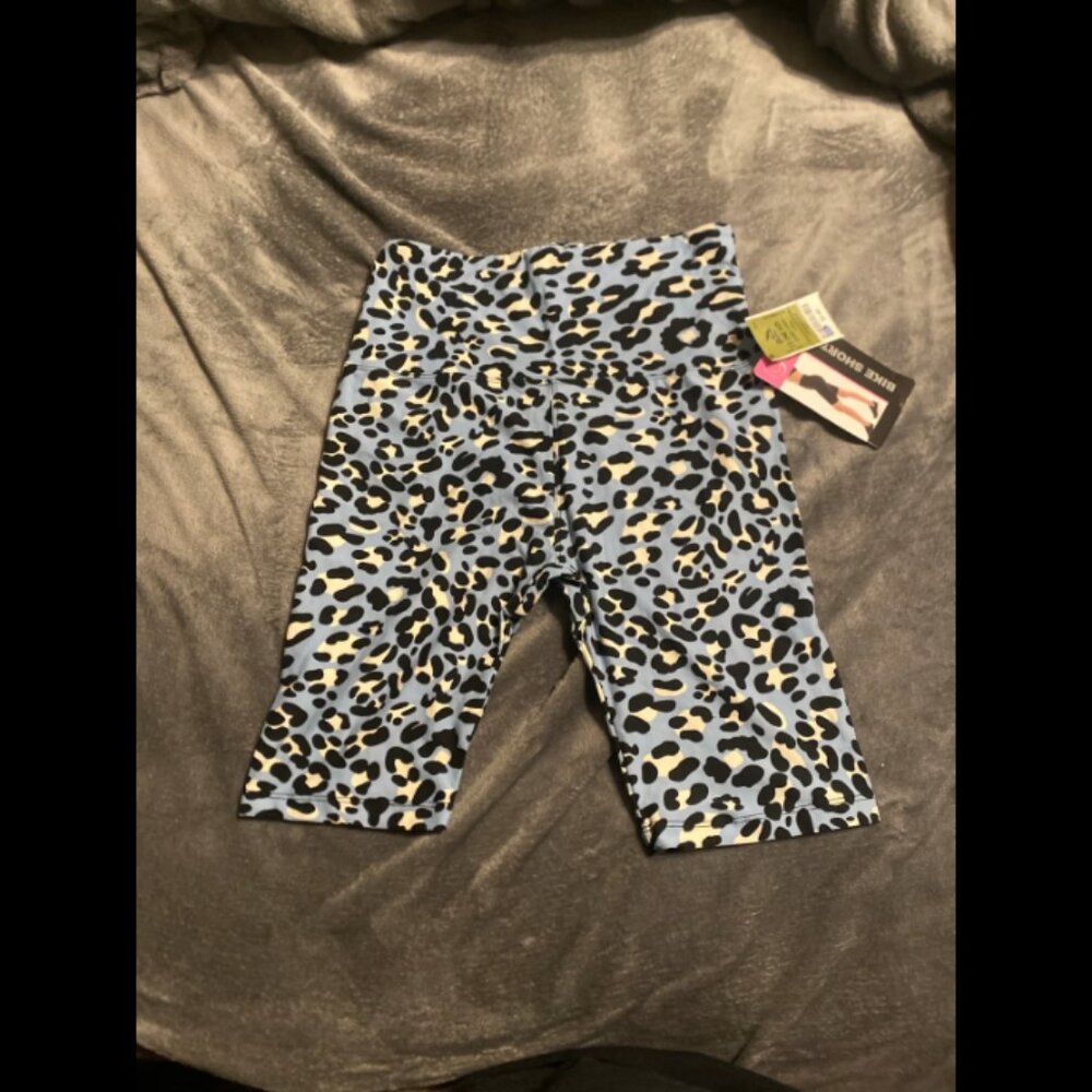 Suzette Collection Blue Animal Print Biker Shorts